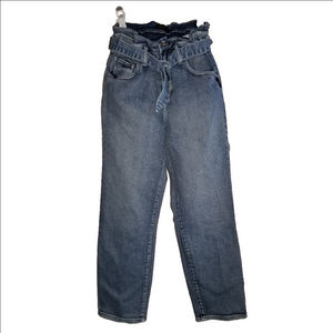 Silver Paper Bag Crop Womens Blue Jeans Label Reads Size 26x27